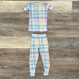 Little Sleepies 2T Spring Plaid Short Sleeve Two-Piece Set 🩵💜